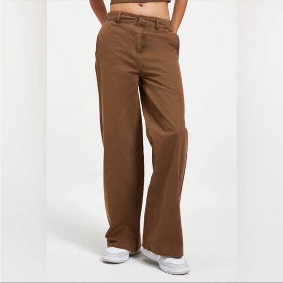 Good American Relaxed Good Skate Pants Brown Baggy Straight Leg Trousers Size 10 - Picture 8 of 16